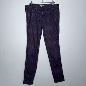 Free People Women’s Aztec Tribal Print Skinny Jeans Purple Size 29